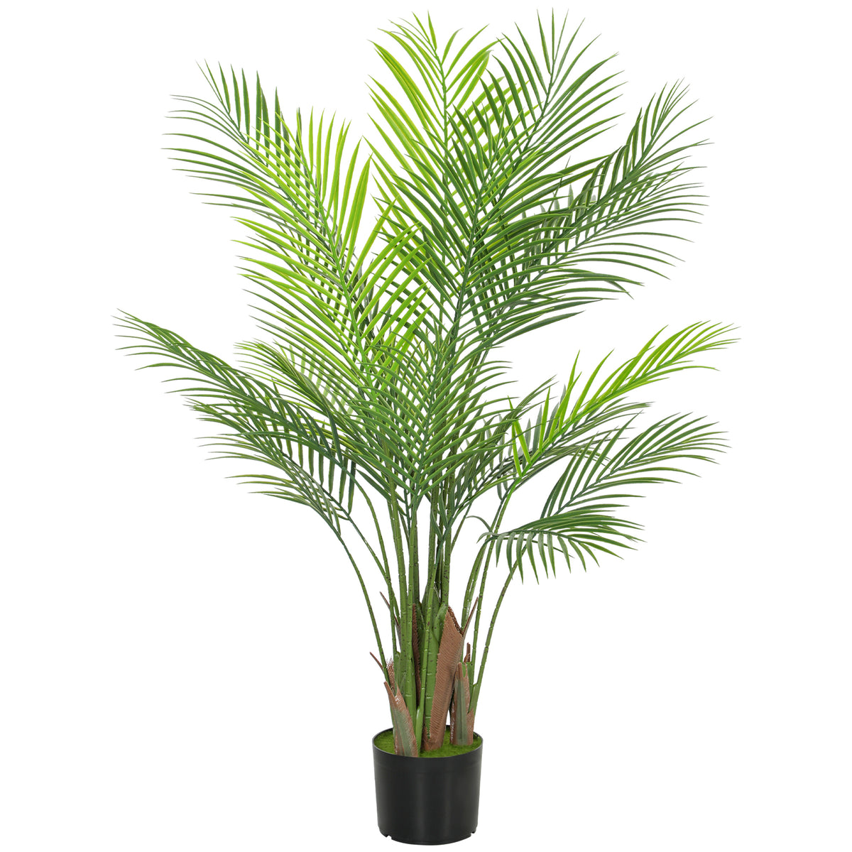 Plante artificielle intérieure 120 cm, palmier arbre artificiel avec pot en plastique et flocage, vert-0