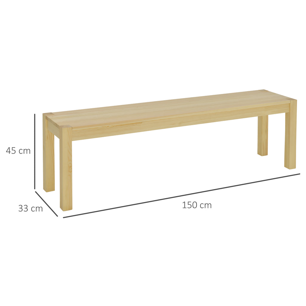 Banc de cuisine en bois massif 3 places, banc de salle à manger, charge 330 Kg, 150 x 33 x 45 cm, bois naturel-2