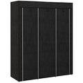 Armoire penderie multi-rangement - 8 étagères, 2 barres - non tissé noir-0