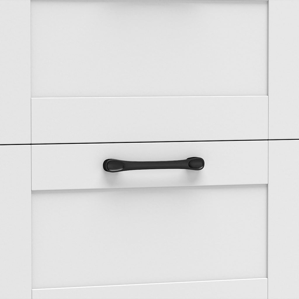 Buffet Cuisine, Meuble de Rangement avec 3 Tiroirs, 2 Portes Façon Grange, Plan de Travail et Compartiment Ouvert, Blanc-9