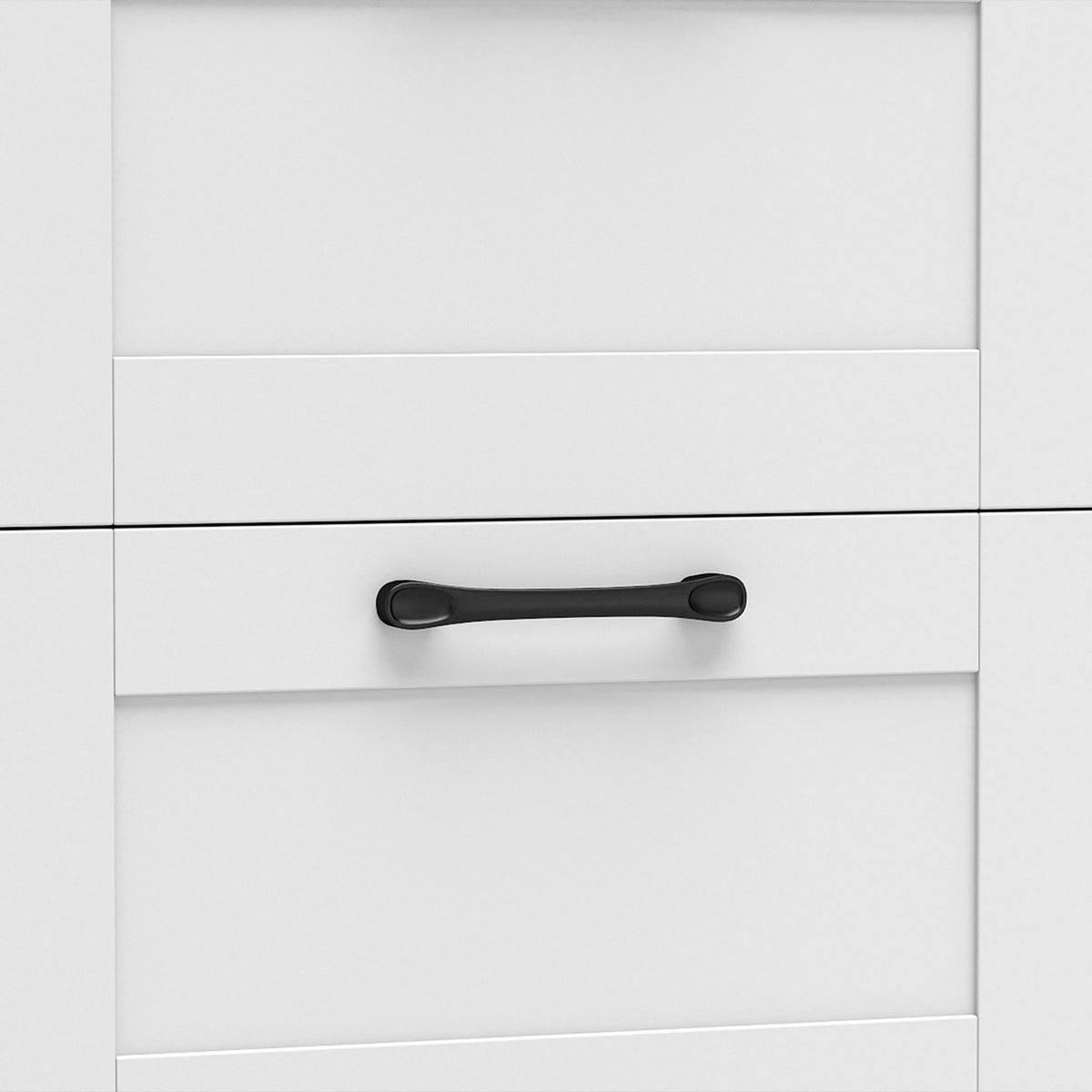 Buffet Cuisine, Meuble de Rangement avec 3 Tiroirs, 2 Portes Façon Grange, Plan de Travail et Compartiment Ouvert, Blanc-9