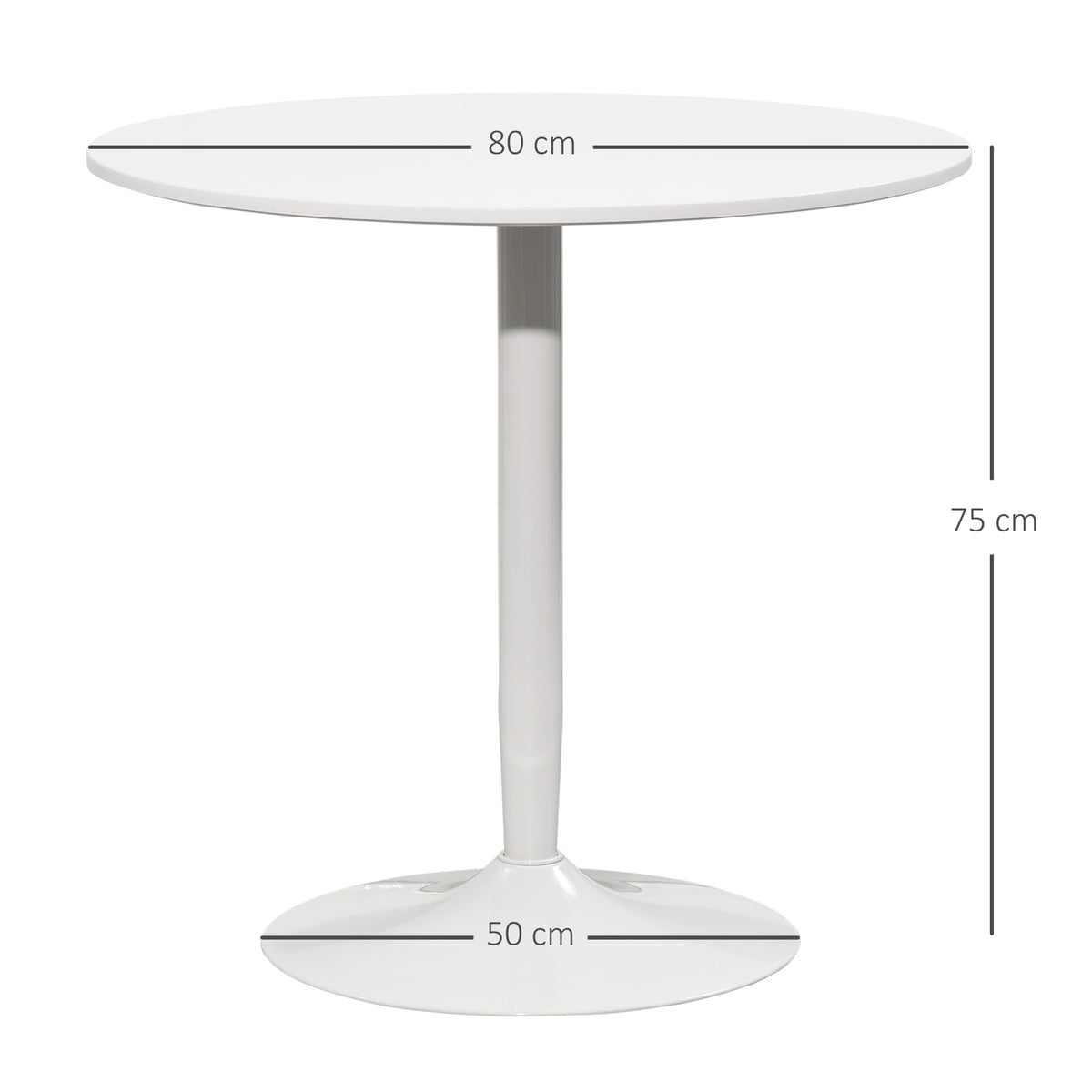 Table à manger ronde pour 2 personnes, table de cuisine style moderne avec piétement en acier, Ø 80 x 75 cm, blanc-2