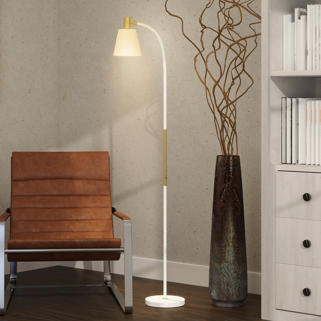 Lampadaire de salon réglable en hauteur 127-160 cm avec interrupteur, douille E27, blanc-7