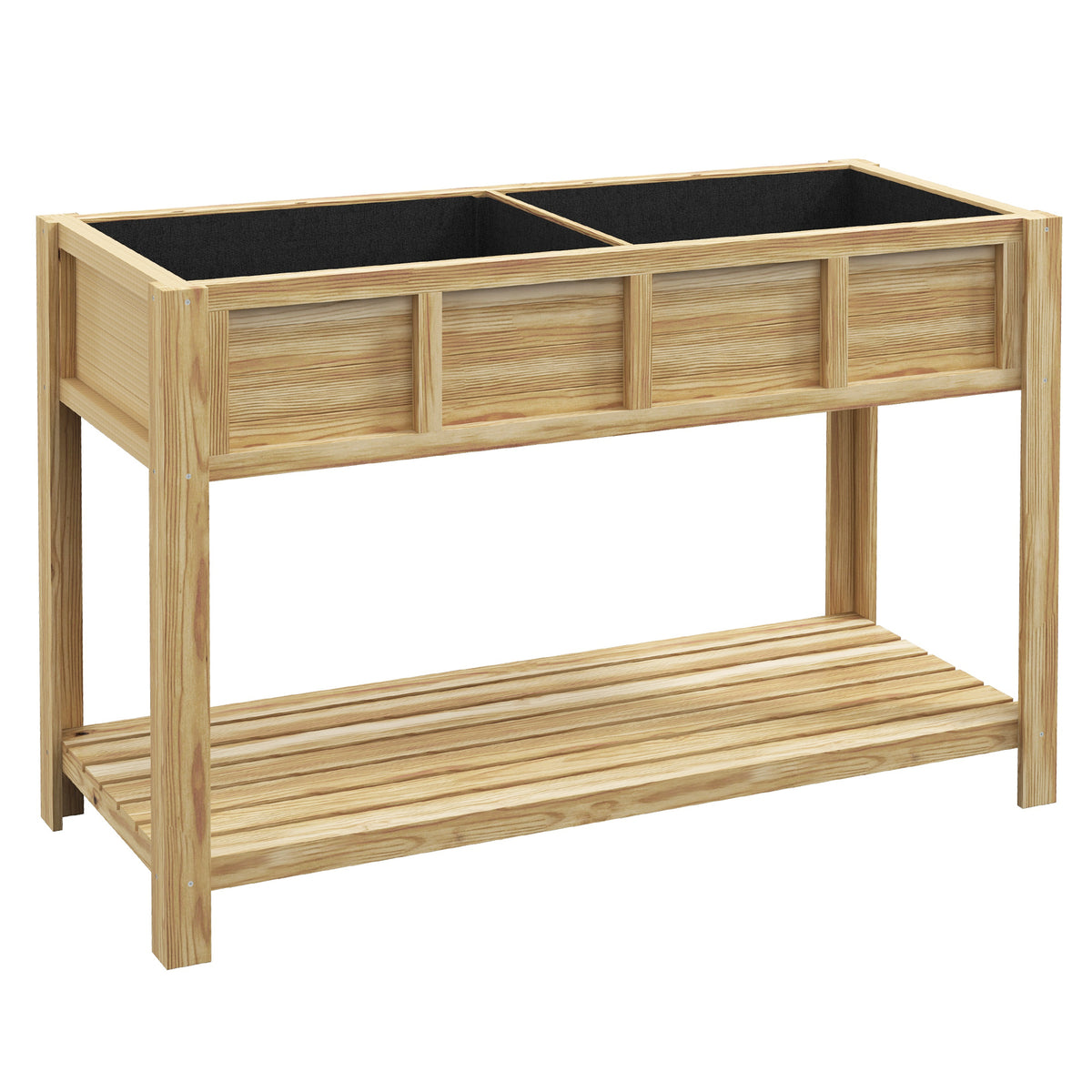 Jardinière sur pieds avec séparateur amovible, étagère, Inserts d'irrigation, feutre de drainage 115L x 46l x 75H cm-0