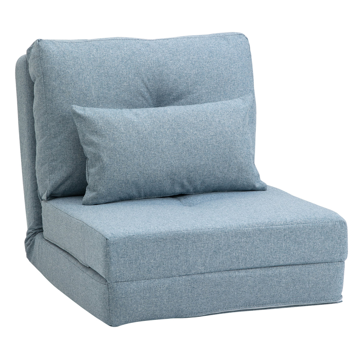 Chauffeuse canapé-lit convertible fauteuil 1 place avec 1 coussin avec dossier réglable, bleu-0