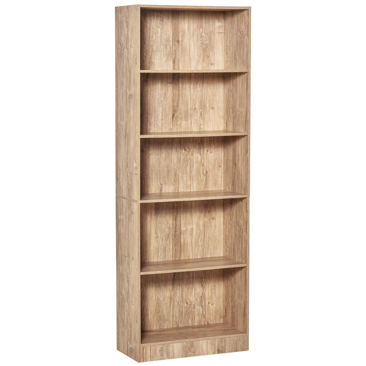 Bibliothèque, étagère de rangement à 5 niveaux avec étagères réglables, 63 x 29,2 x 176 cm, bois naturel-0