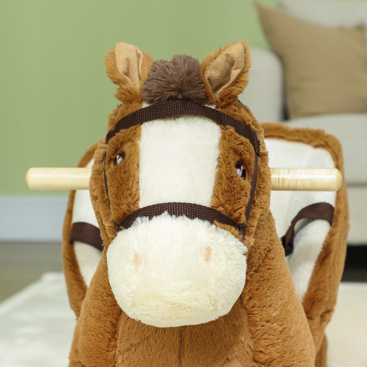 Cheval à bascule pour enfants jouet à bascule bébé de 18 à 36 mois avec effet sonore base en bois ceinture de sécurité-8