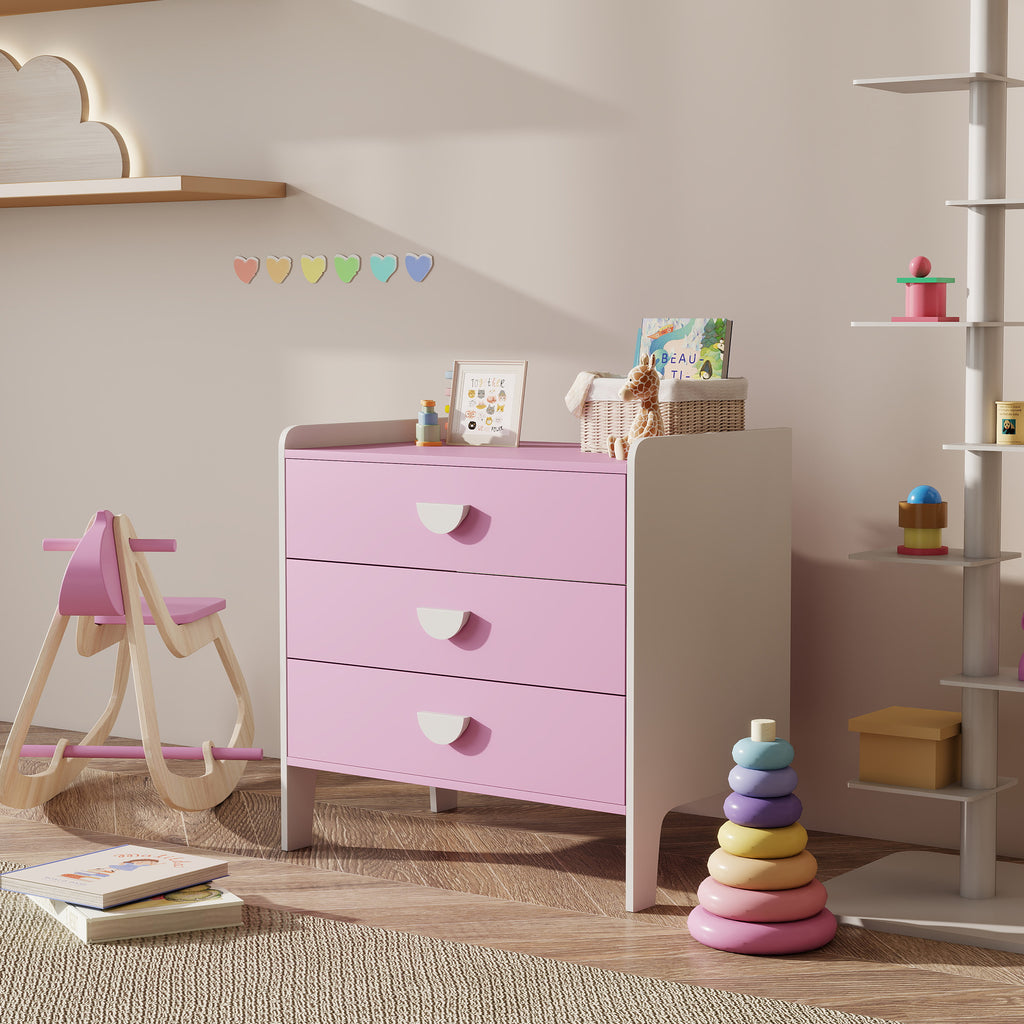 Commode pour enfants, commode rangement 3 tiroirs pour chambre d'enfant, crèche, salle de jeux, 60 x 40 x 60 cm, rose-9