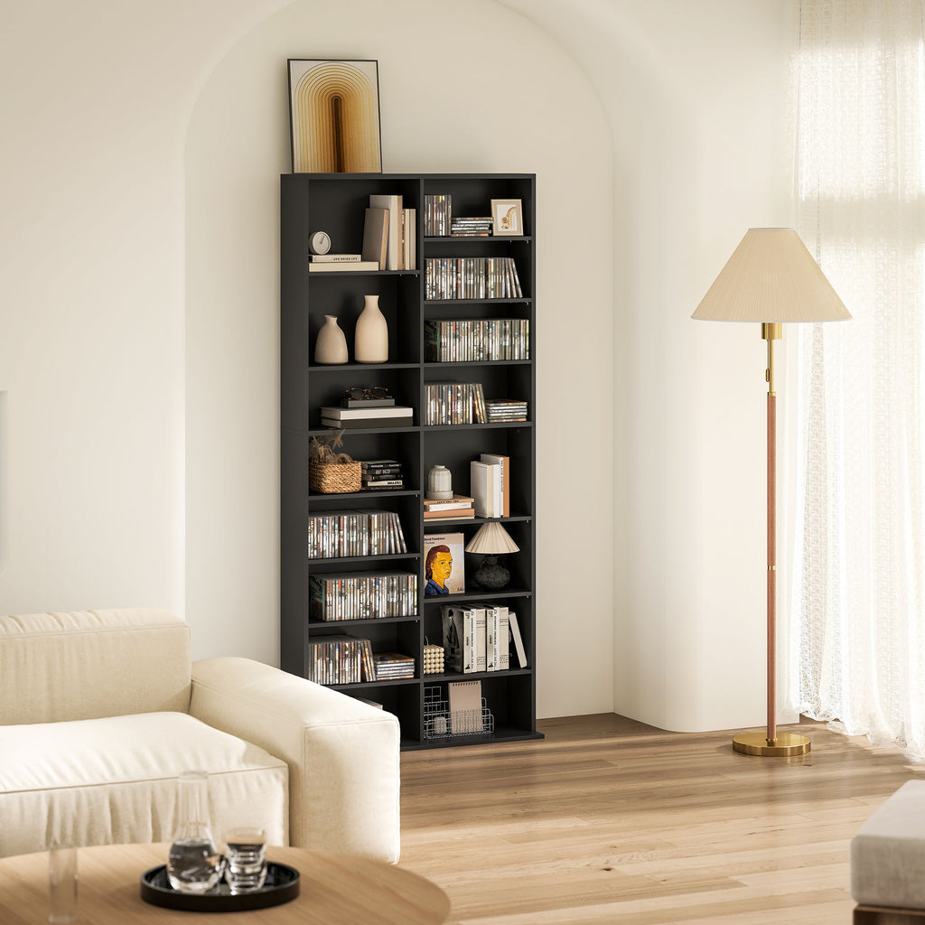 Rangements pour CD et DVD 18 compartiments capacité max. 640 CD/360 DVD 430 Blu-ray 78,5 x 24 x 175 cm noir-7