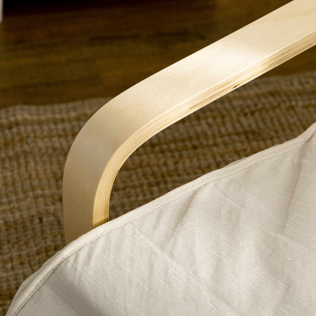 Fauteuil Relax Confort et Relaxation avec Repose-Pied réglable déhoussable 94 x 66,5 x 100 cm cm Bois Massif Crème-8