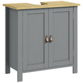 Meuble sous lavabo 2 portes étagère réglable 2 étages à l'intérieure poignées en PU 60 x 30 x 60 cm gris-0