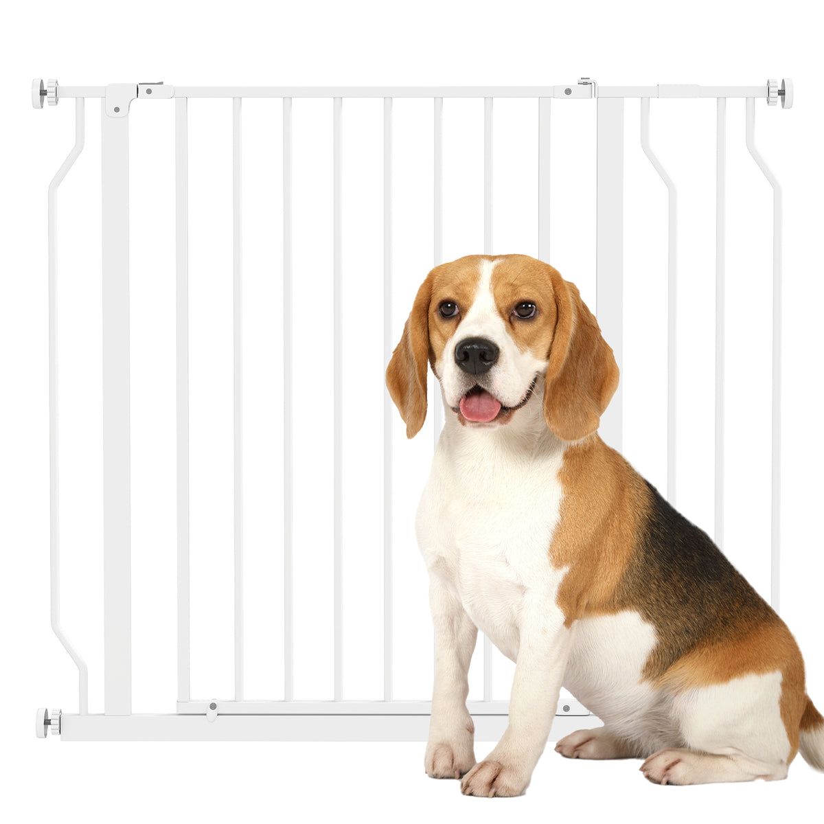 Barrière de sécurité chien barrière extensible 75-95 x 76 cm barrière escaliers couloirs portes sans perçage en acier et ABS blanc-0