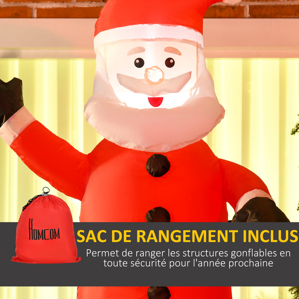 Père Noël gonflable avec cheminée lumineux LED hauteur 210 cm polyester imperméable rouge blanc noir-7