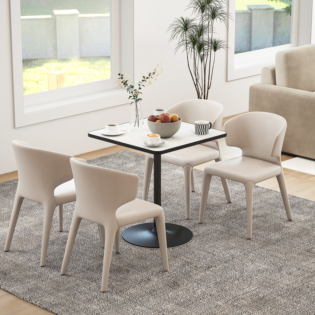 Table à manger pour 4 personnes table de cuisine style moderne avec plateau effet marbre et base ronde, 70 x 70 cm, blanc-9
