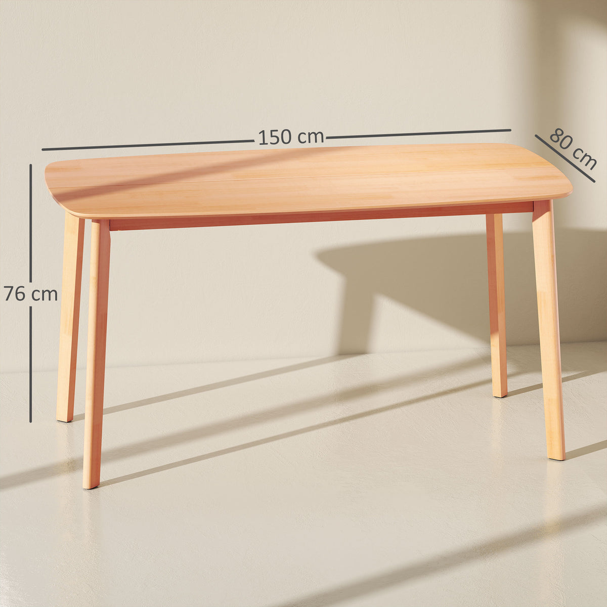 Table à manger rectangulaire pour 6 personnes table de cuisine 150 cm en bois massif 150 x 80 x 76 cm bois naturel-2
