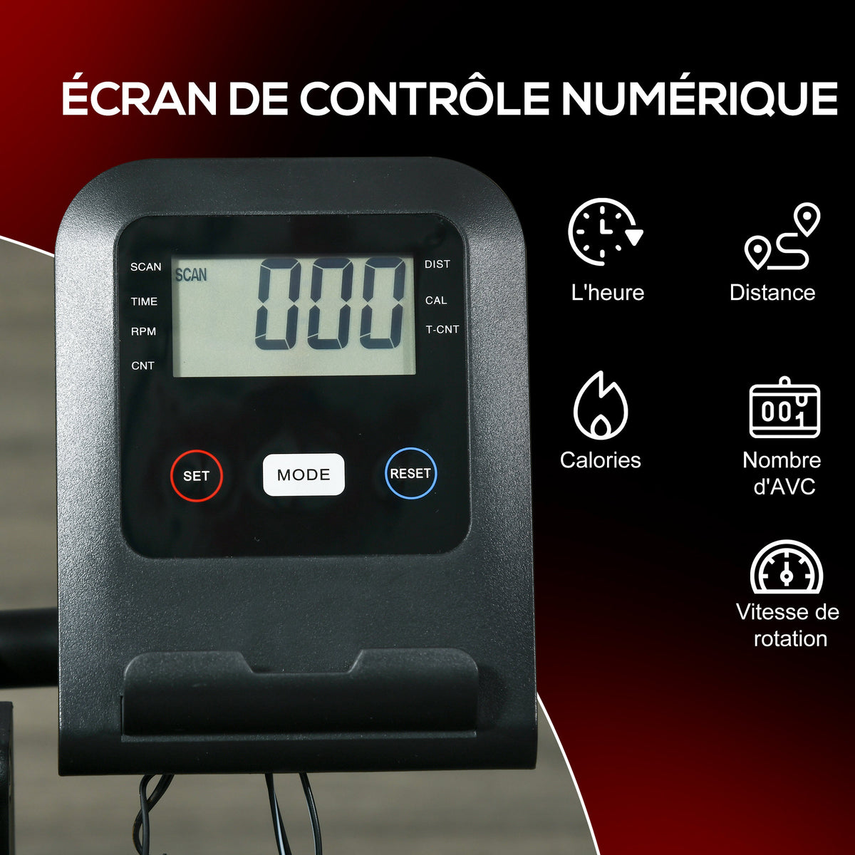 Rameur à eau d'appartement rameur d'appartement pliable 6 niveaux de résistance écran LCD multifonction acier PC noir-7