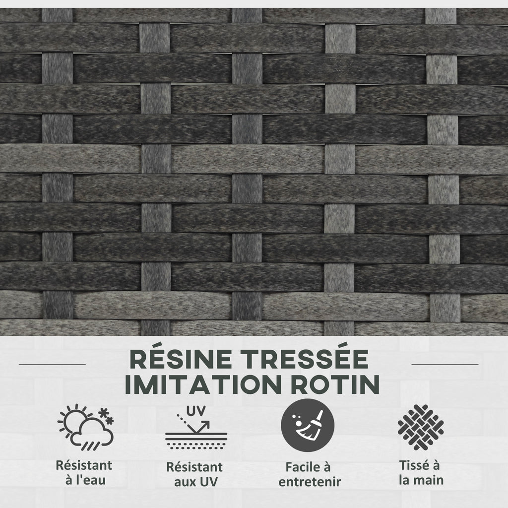 Jardinière pour plantes avec treillis 2 bacs à plante 22L en résine tressée et acier galvanisé 57 x 30 x 107 cm gris-6