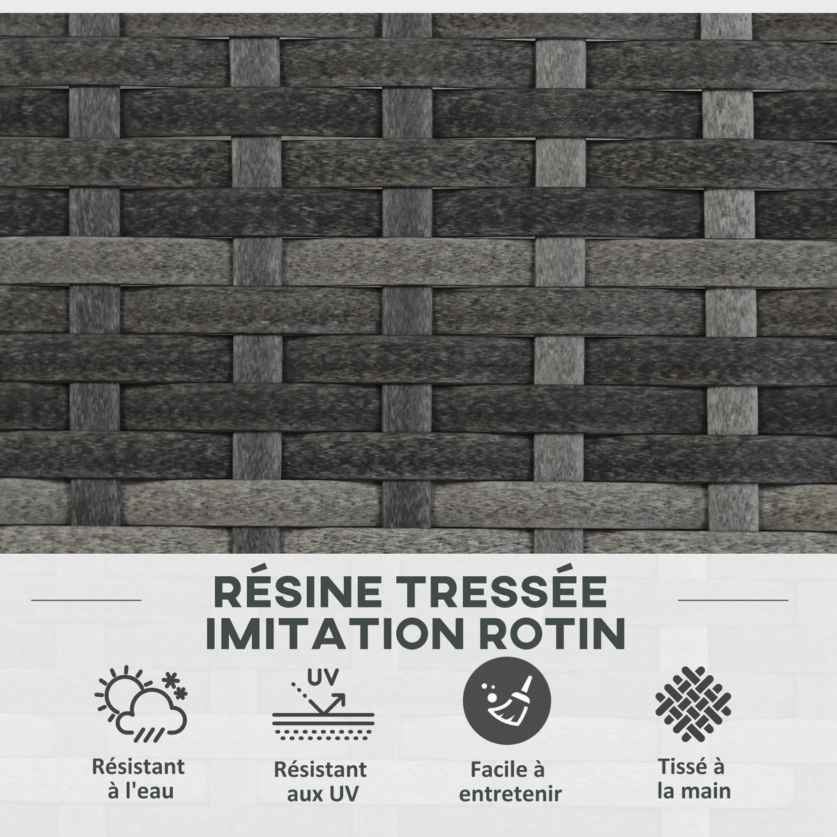 Jardinière pour plantes avec treillis 2 bacs à plante 22L en résine tressée et acier galvanisé 57 x 30 x 107 cm gris-6