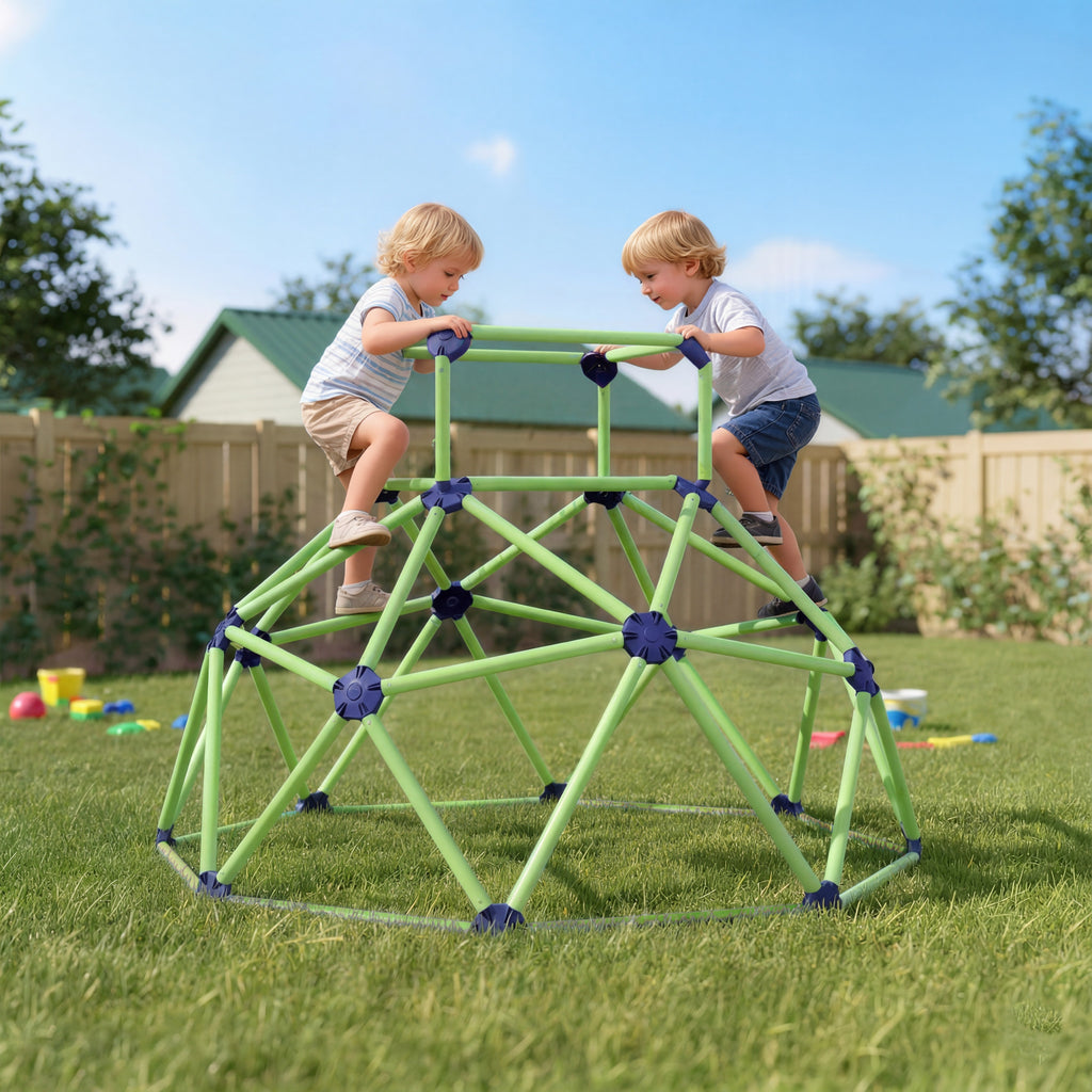 Dôme d'escalade enfant 183 cm, cage à grimper, intérieure et extérieure, charge 90 kg, assemblage facile, vert-1