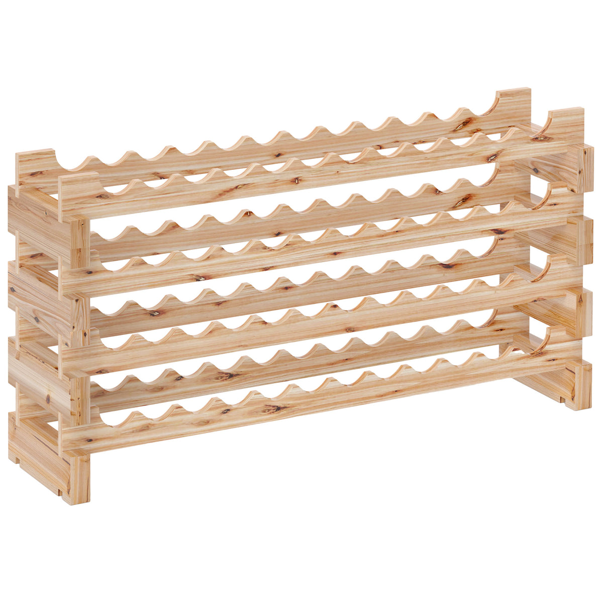 Casier à bouteilles pour 48 bouteilles, étagère à vin avec 4 niveaux modulable, 114×28×56,5cm, bois naturel-0