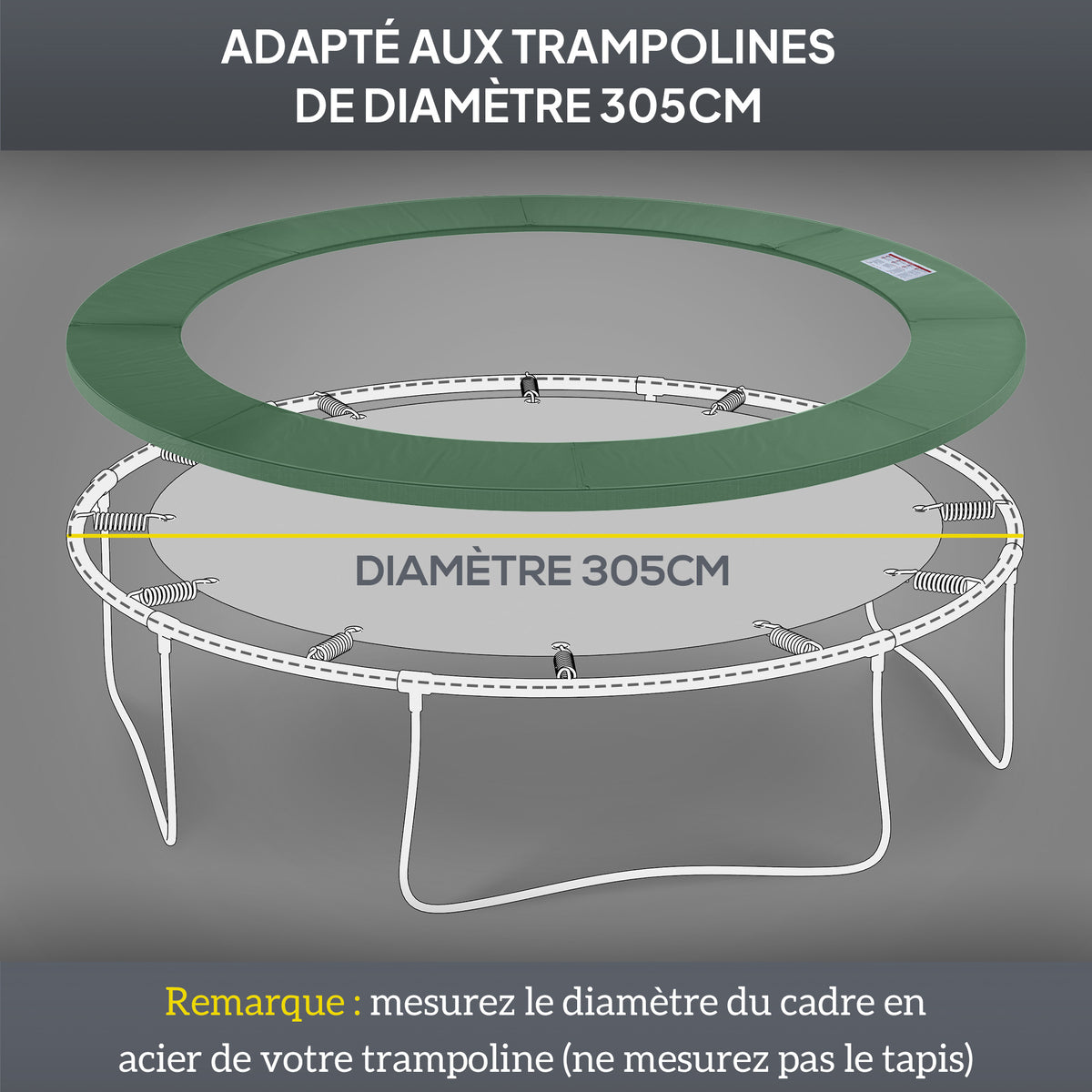 Coussin de protection pour trampoline de remplacement Ø 305 cm Coussin de sécurité de remplacement vert-4