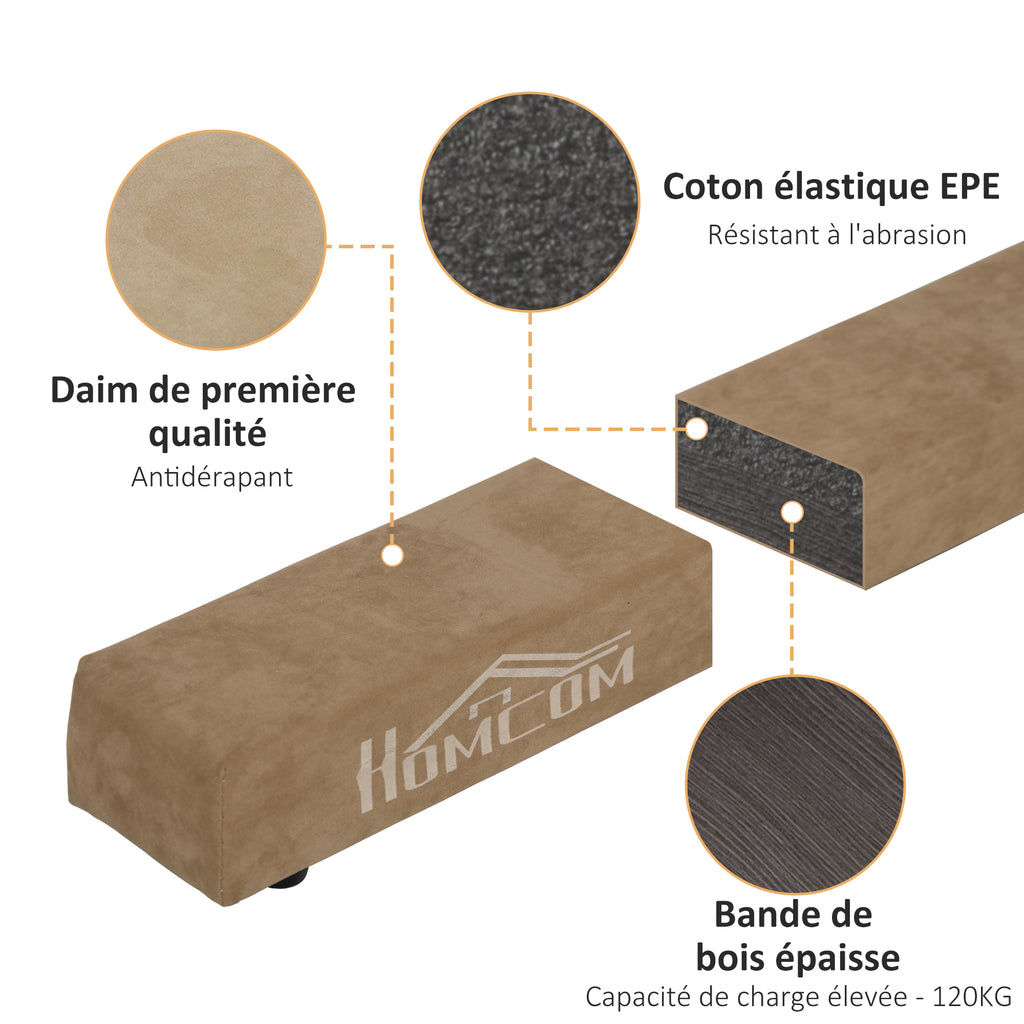 Poutre de gymnastique pliable 210 cm antidérapant, poutre gymnastique pour entraînement à l'équilibre, marron-3
