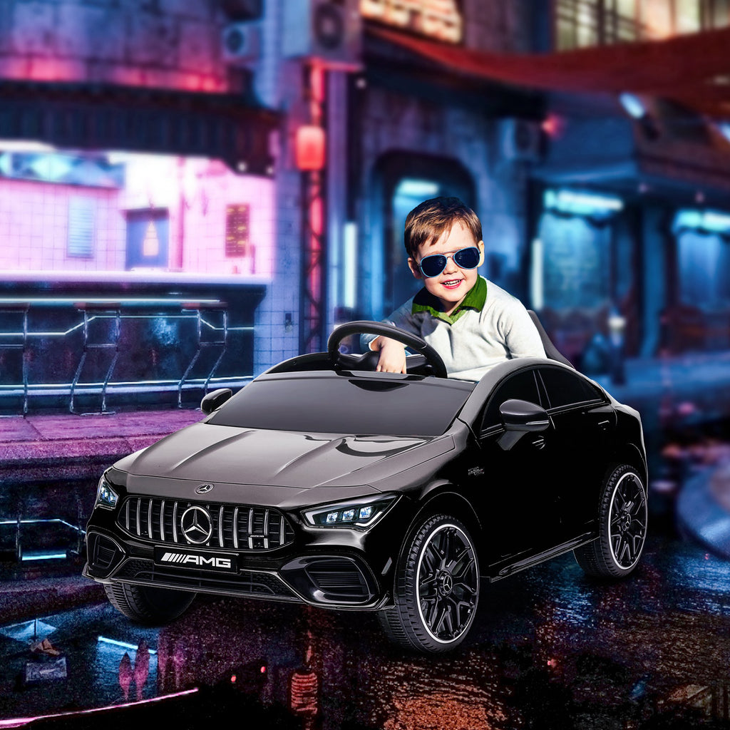 Voiture électrique enfant Mercedes-benz AMG CLA 45, télécommande, vitesse réglable (3-5 km/h), phare LED musique, noir-1