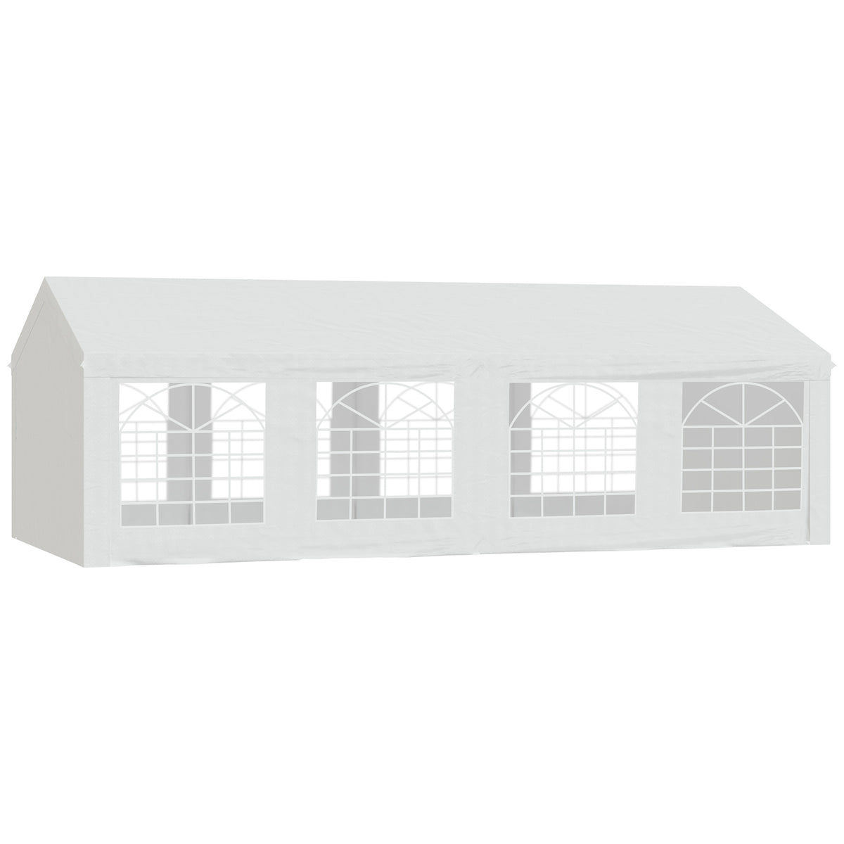 Tente Tonnelle de Réception Jardin Chapiteau PE Imperméable Tube Acier 7.98L x 3.92l x 2.8Hm Blanc Neuf 14-0
