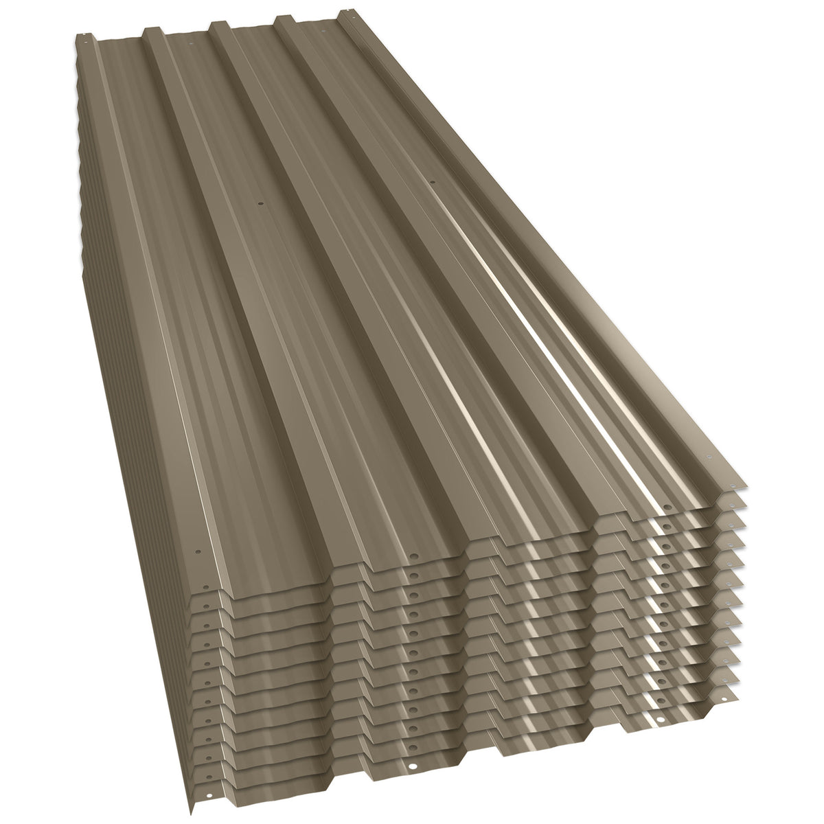 Lot de 12 Panneaux en Acier Galvanisé Résistant aux Intempéries, Marron, Dim. d'un Panneau 129L x 45l cm-0