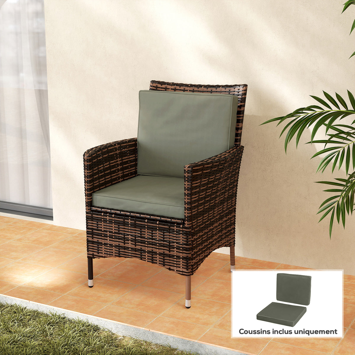 Coussins pour chaise fauteuil de jardin coussins d'assise de dossier déhoussables polyester 56x52/56x46cm gris foncé-9