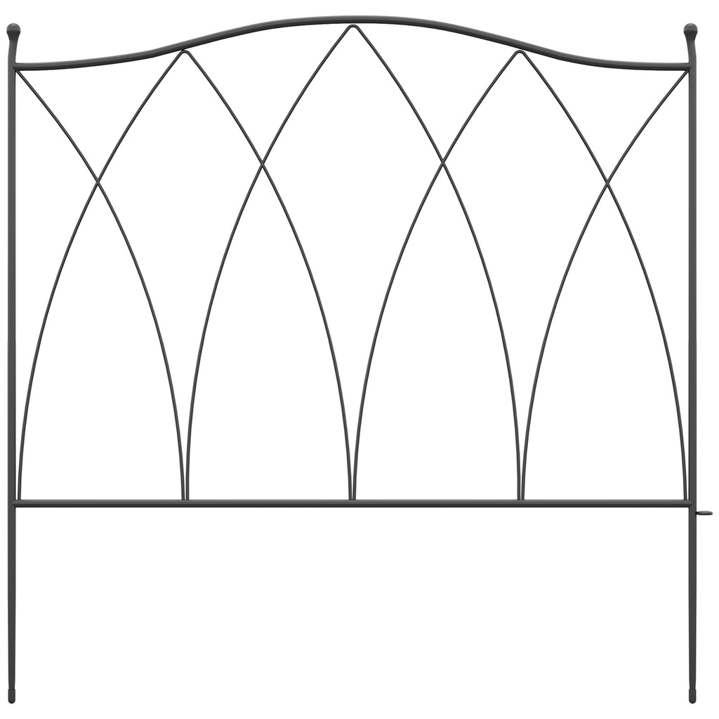 Lot de 5 clôtures de jardin décoratives en métal noir - 305 x 62 cm noir-7