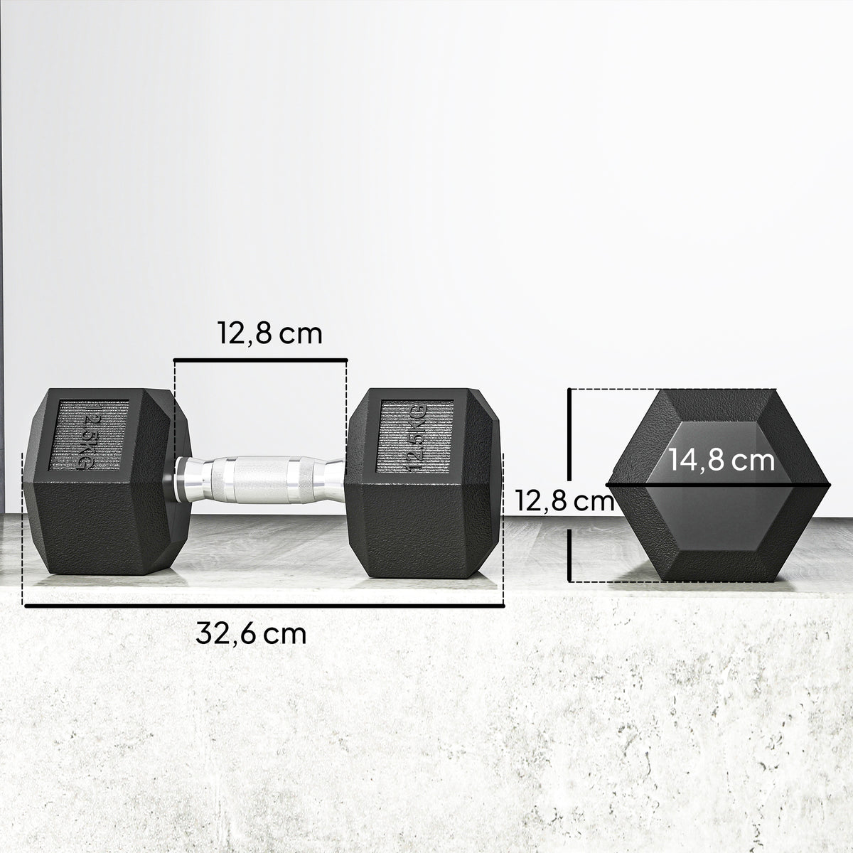 Lot de 2 Haltères hexagonaux 25 kg en fonte caoutchouté pour maison bureau gym à domicile, noir-2