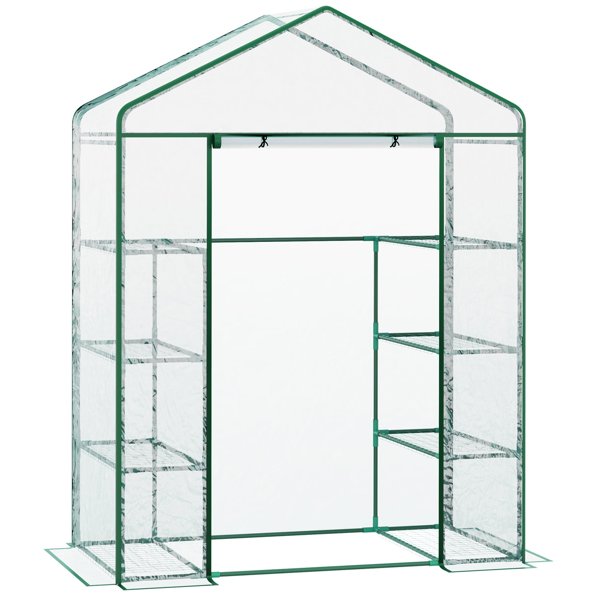 Serre de jardin 8 étagères bâche transparente PVC porte enroulable 143 x 73 x 195 cm - transparent-0