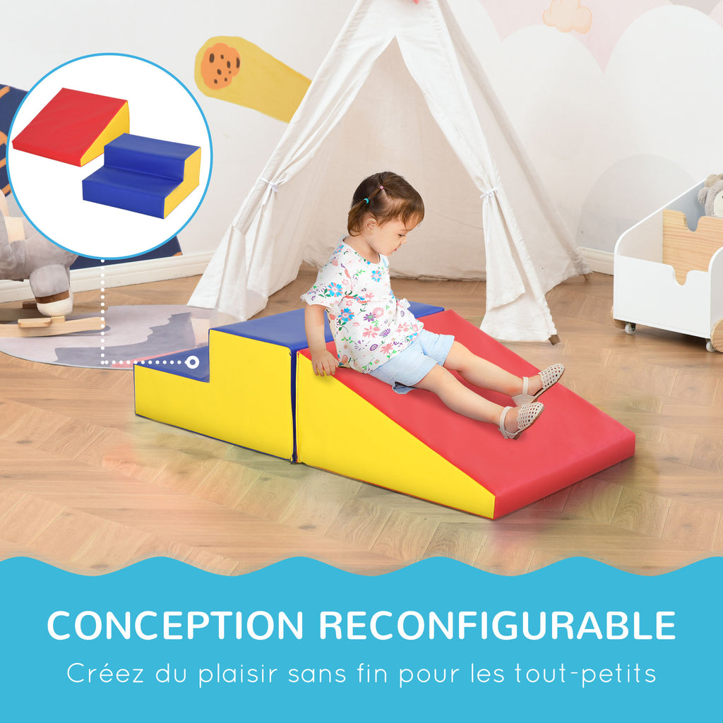 Parcours motricité bébé jouets d'escalade modulable 2 briques géantes en mousse 50 x 50 x 25 cm multicolore-3