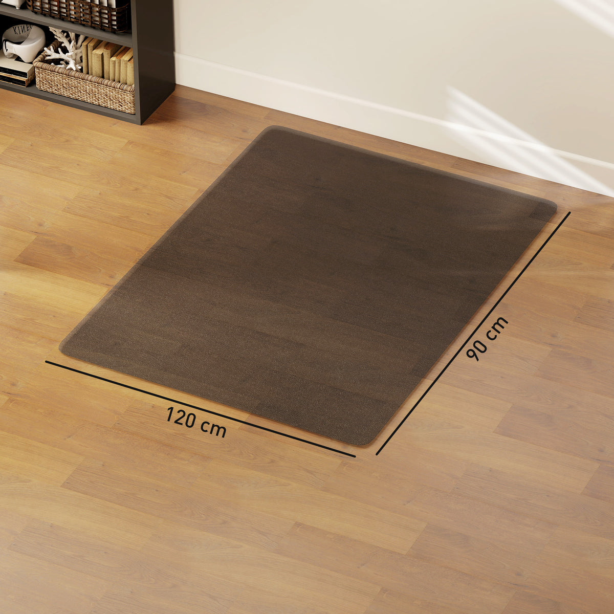 Tapis de chaise de bureau rectangulaire, antidérapants en plastique noir 120x90cm-2
