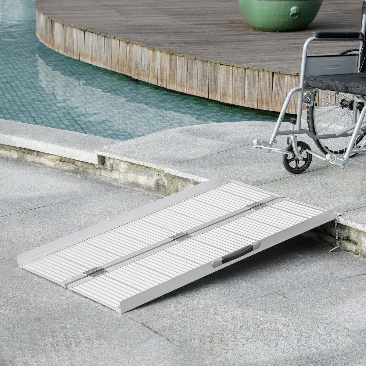 Rampe de chargement rampe d'accès pour fauteuil roulant pliable antidérapante capacité de chargement 270 kg-1
