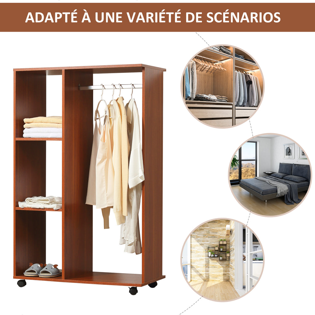 Armoire penderie Armoire de Rangement Mobile Panneaux de Particules Coloris Noyer-3