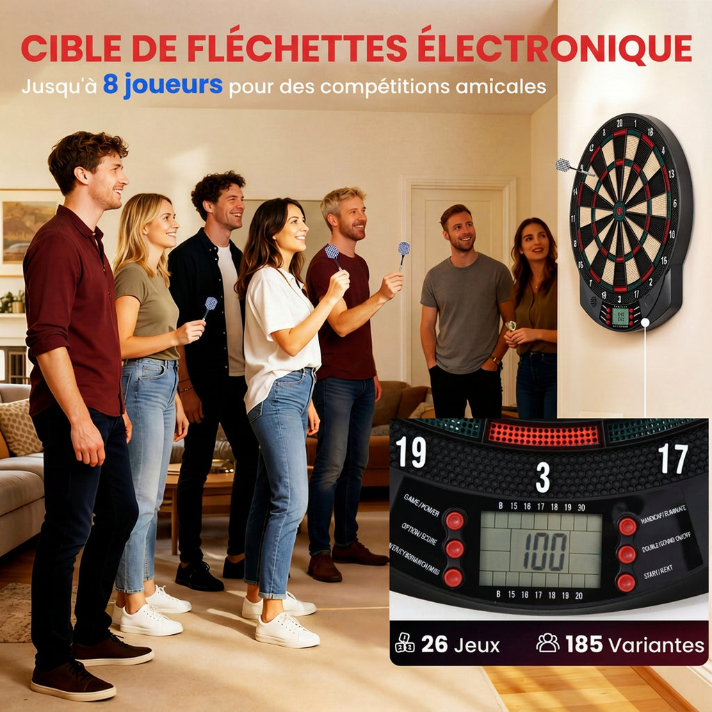Cible de Fléchettes Électronique 26 Jeu principals 185 jeux variations cibles LCD haut-parleur noir-3