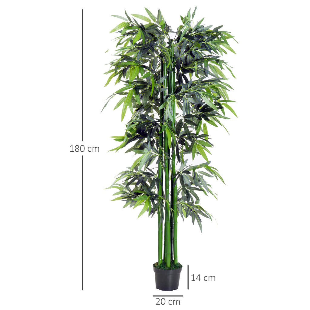 Lot de 2 Bambous Artificiel XXL 1,80H m arbre artificiel 1105 Feuilles denses réalistes Pot Inclus Noir Vert-2