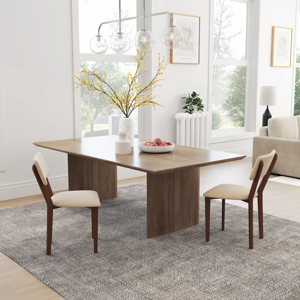 Lot de 2 chaises salle à manger chaises de cuisine avec dossier pieds en bois tissu effet lin 49 x 56 x 85 cm beige-7