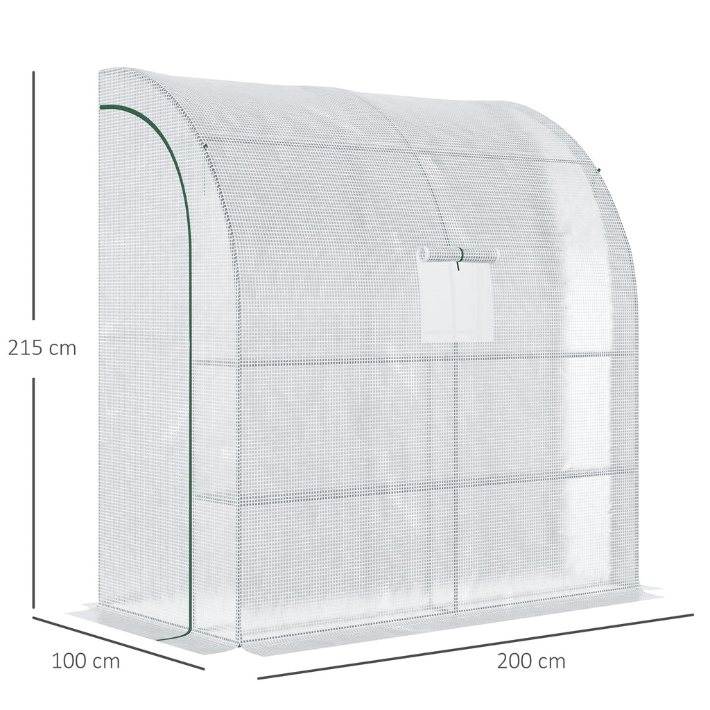 Serre de jardin PE avec étagères 3 niveaux, serre de balcon, bâche renforcée 140 g/m², châssis en acier blanc-2