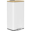 Poubelle de Cuisine 20L, Poubelle avec Pédale, Couvercle en Bambou à Fermeture Douce, Seau Intérieur Amovible, Blanc-0