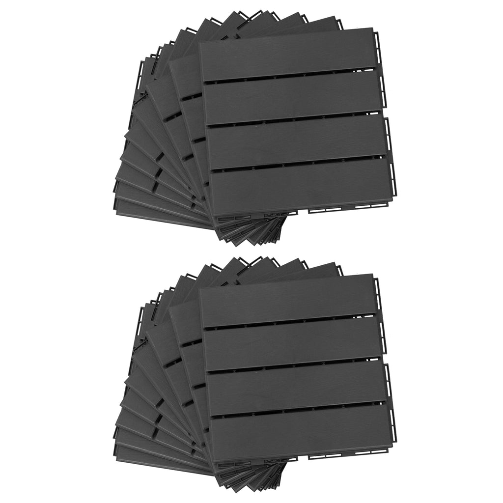 Caillebotis - Dalles terrasse - Lot de 18 - emboîtables, Installation très Simple - Petits Carreaux Composite Plastique-0