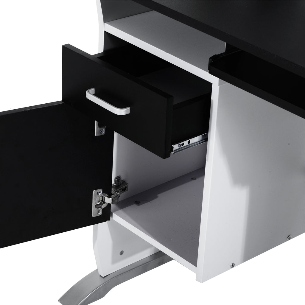 Bureau informatique design en mdf 100 L x 52 I x 75H cm noir et blanc-8
