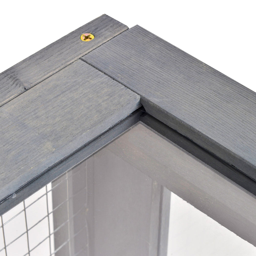 Maison enclos cage habitat pour petit animal tortues avec 2 espaces 91 x 60,5 x 32 cm bois massif gris-7