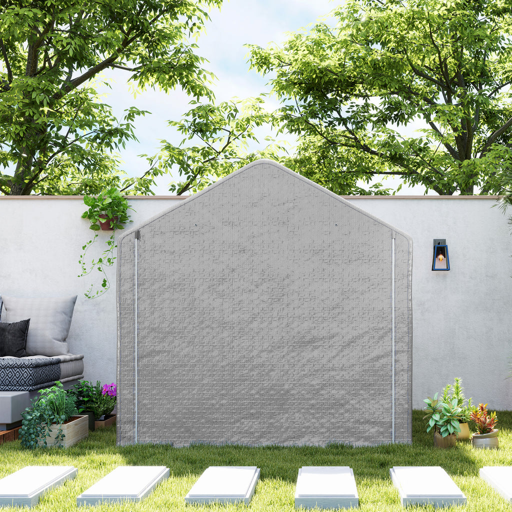 Abri de jardin 2 x 2 x 2 m abri vélo extérieur avec cadre en acier galvanisé, imperméable et résistant aux UV - gris-7
