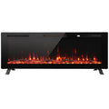 Cheminée Électrique Encastrable Murale ou à Poser 3 en 1 Cheminée Décorative Extra-Plat 900W/1800W Effet Flamme 3D Noir-0