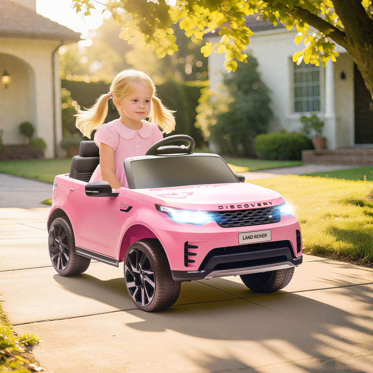 Voiture électrique enfant véhicule électrique Land Rover Discovery 12V télécommande 2,4 G 2 moteurs 105x68,5x58cm rose-9
