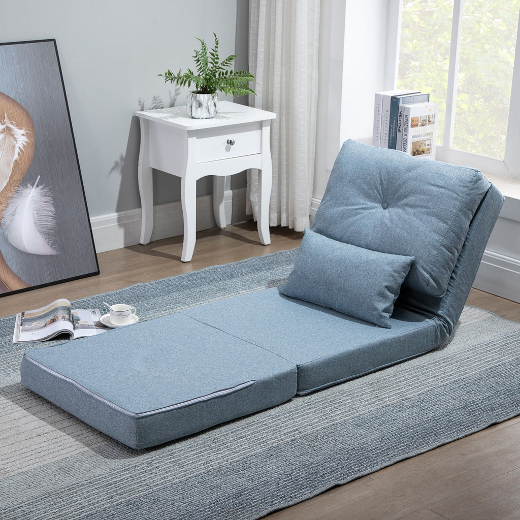 Chauffeuse canapé-lit convertible fauteuil 1 place avec 1 coussin avec dossier réglable, bleu-8