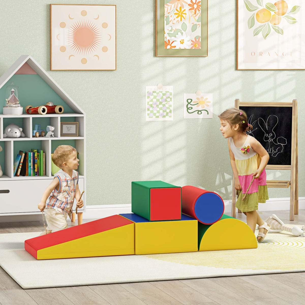 Module motricité bébé 5PCS parcours motricité bébé en mousse EPE pour enfants d'âge préscolaire, multicolore-1